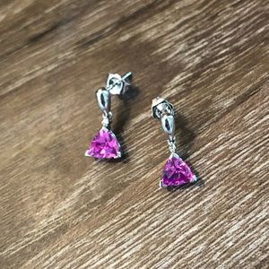 Pink Sapphire and Diamond Earrings